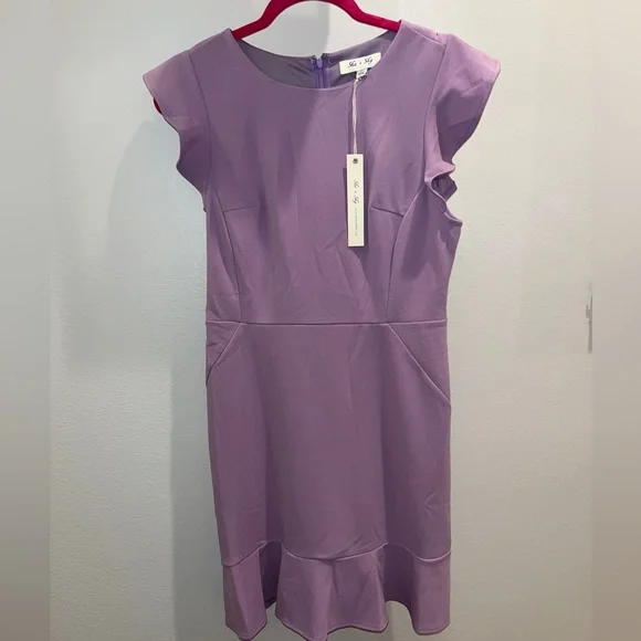 she sky ruffle sleeve dress New SHE+SKY Black Size Small Short Sleeve Dress